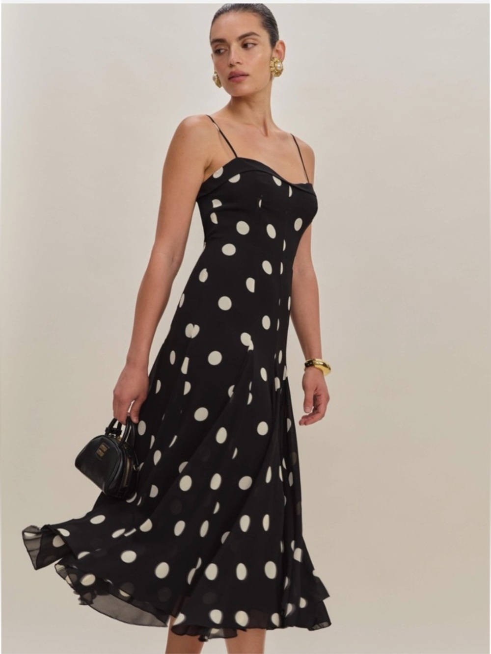 Reformation Moon Dot Midi Slip Fredo Dress, size 8, NWT - Picture 2 of 16